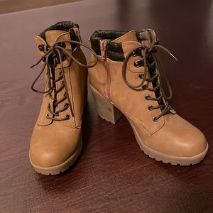 Brown leather boot heals from Call it Spring